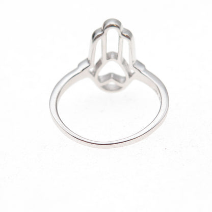 925 Sterling Silver Heart Hamsa Amulet Ring Size 7