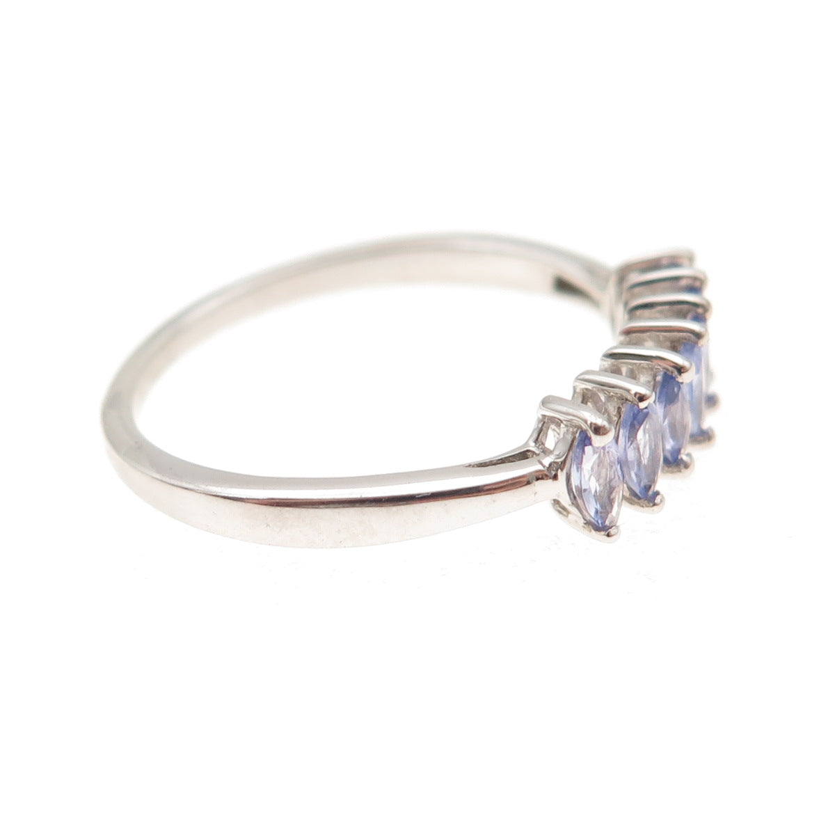 D'Joy 925 Sterling Silver Real Marquise-Cut Tanzanite Ring Size 8.25
