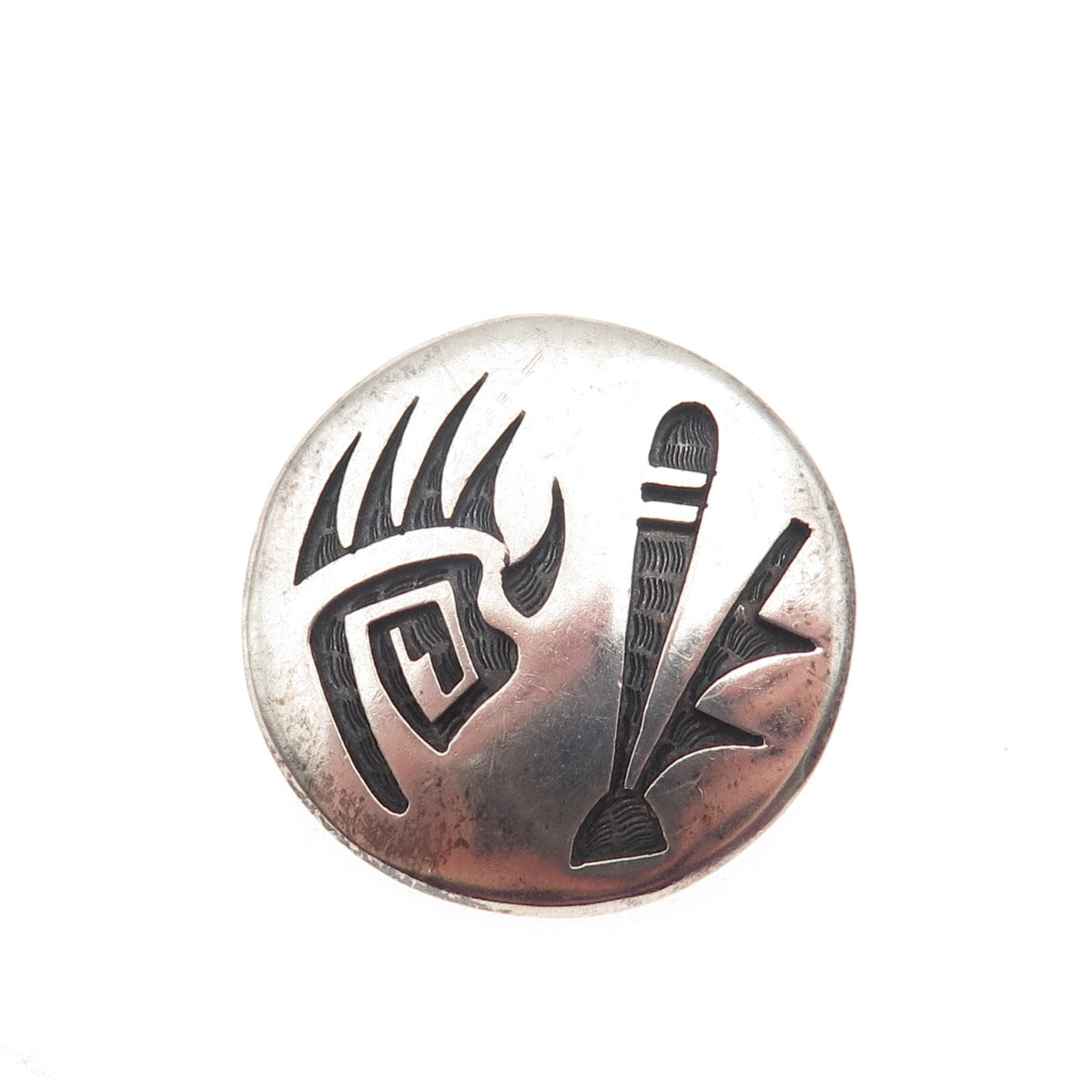 Loren Sakeva Kumoni Hopi Old Pawn 925 Sterling Vintage Bear Pin Brooch / Pendant