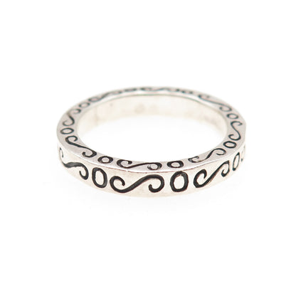 BOMA 925 Sterling Silver Vintage Swirl Stackable Band Ring Size 8.5