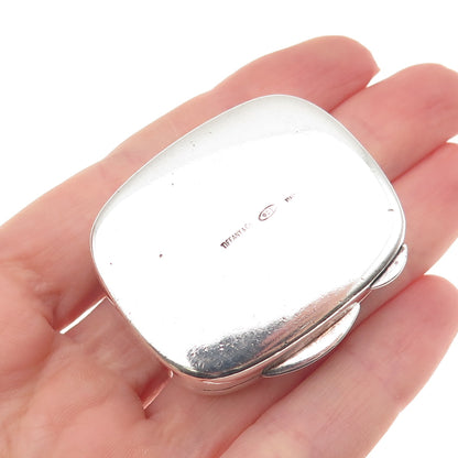 TIFFANY & CO. 925 Sterling Silver Vintage Italy Ribbed Oxidized Pill / Snuff Box