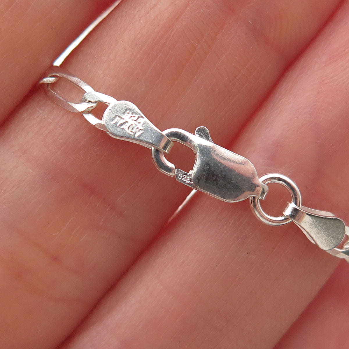 P. Lux 925 Sterling Silver Italy Figaro Chain Necklace 22"