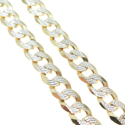 925 Sterling Silver 2-Tone Italy Diamond-Cut Curb Chain Necklace 20"