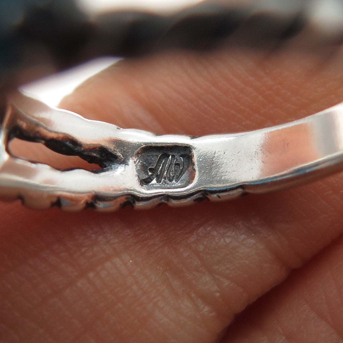 CAROLYN POLLACK American West Old Pawn Sterling Vintage Turquoise Ring Size 7.25