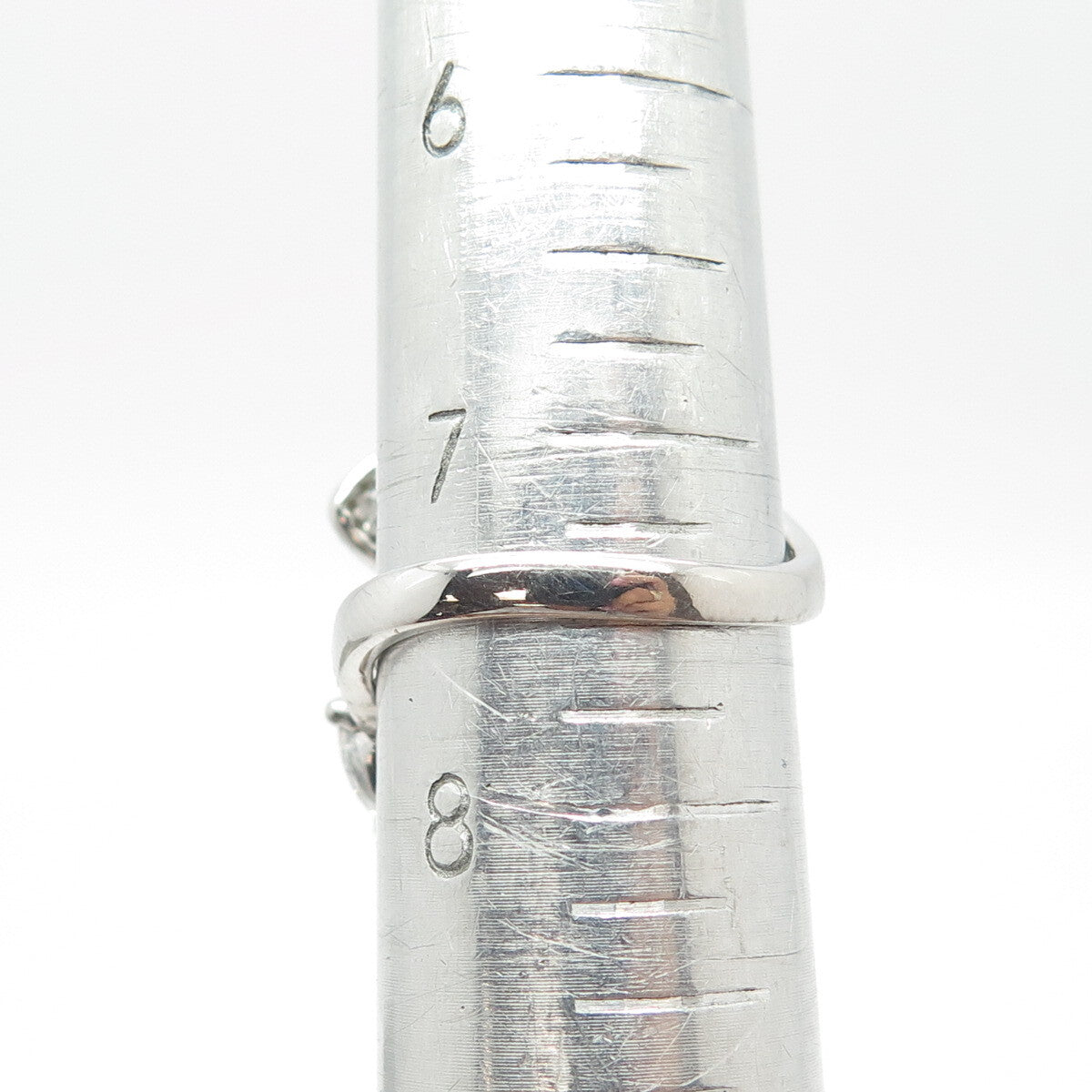 925 Sterling Silver Pave C Z Floral Overlap Ring Size 7.5