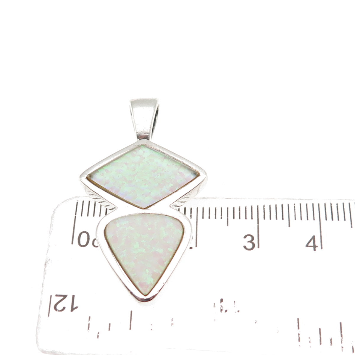 PB Paul Brackna 925 Sterling Silver Vintage Real Opal Modernist Charm Pendant
