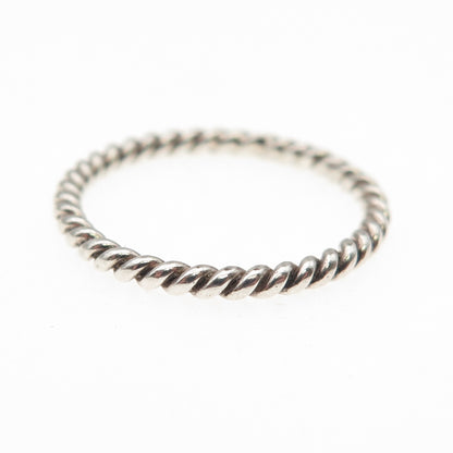 925 Sterling Silver Vintage Twisted Stackable Band Ring Size 5.75