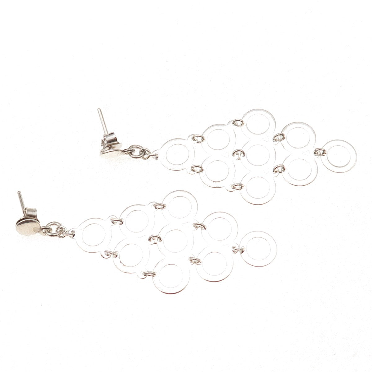 925 Sterling Silver Vintage Circle Cluster Cascade Drop Dangle Earrings
