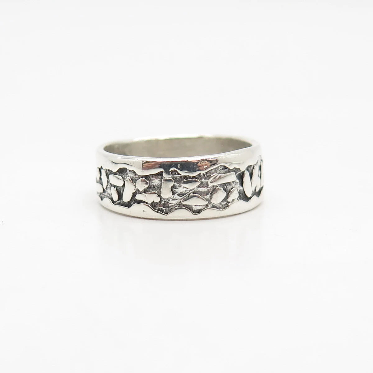 925 Sterling Silver Vintage Bell Trading Post Pebble Band Ring Size 7.5