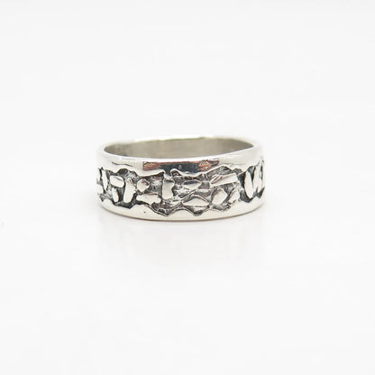 925 Sterling Silver Vintage Bell Trading Post Pebble Band Ring Size 7.5