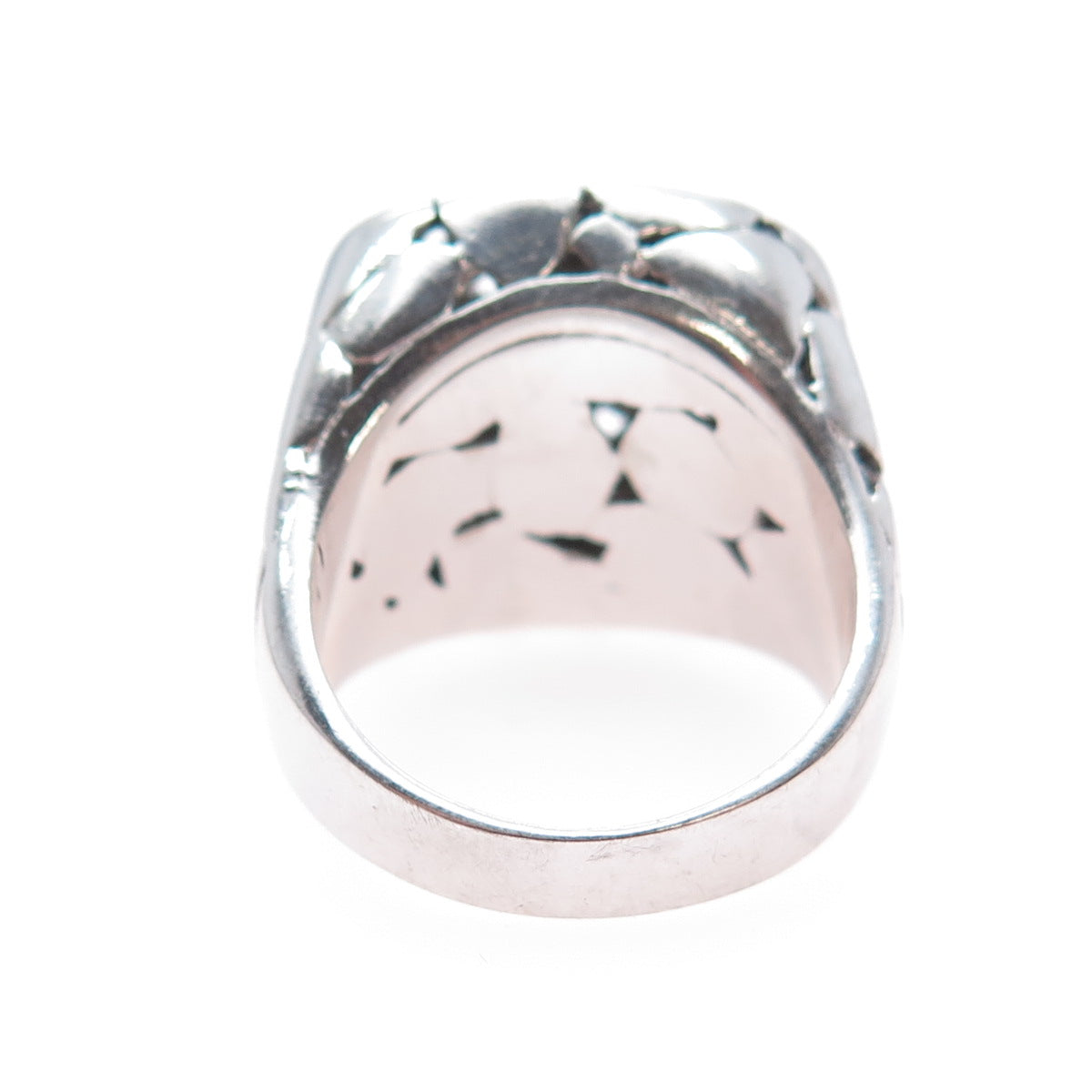925 Sterling Silver Vintage Modernist Kali Dotted Dome Ring Size 8.25