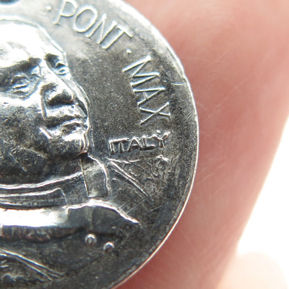 925 Sterling Silver Vintage Pope Joannes XXIII Pontifex Max. Religious Pendant