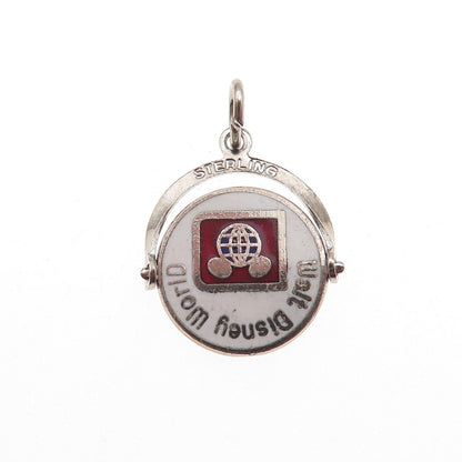 Disney 925 Sterling Silver Vintage Enamel Walt Disney World Mini Charm Pendant