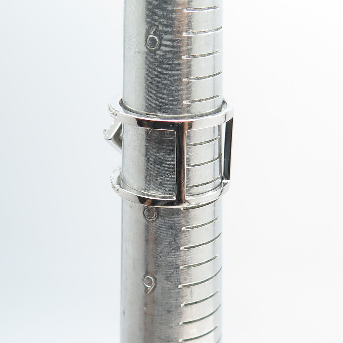 925 Sterling Silver Princess & Round-Cut C Z Modernist Ring Size 8