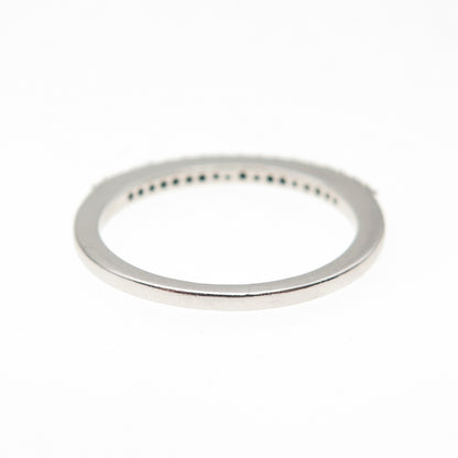925 Sterling Silver Round-Cut C Z Stackable Half Eternity Ring Size 6.75