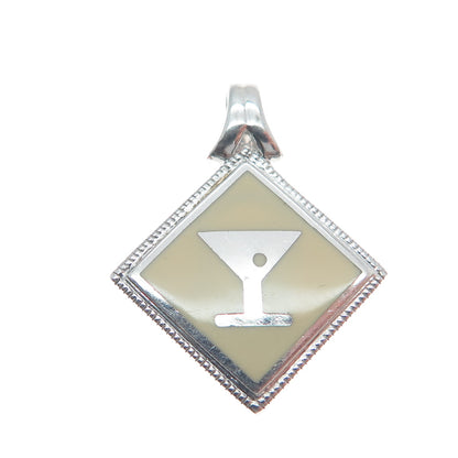 ORIGAMI OWL 925 Sterling Silver Enamel Martini Glass Charm Pendant