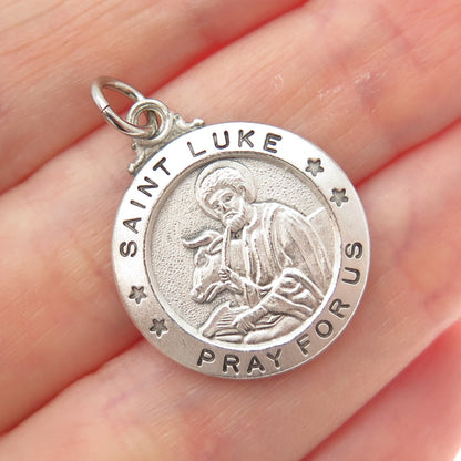 CHAPEL 925 Sterling Silver Vintage St. Luke Religious Medal Charm Pendant