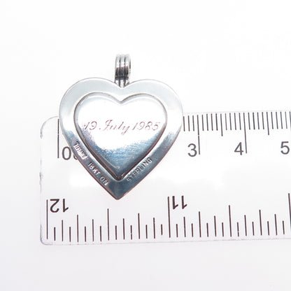 TIFFANY & CO. 925 Sterling Silver 18K Gold Vintage Engraved Heart Charm Pendant