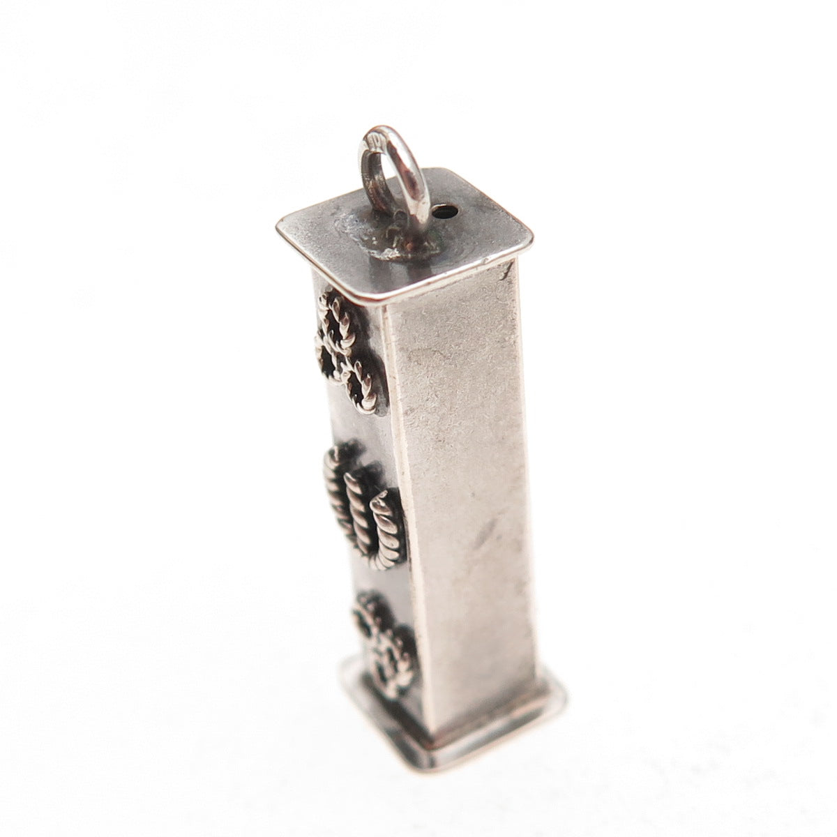 925 Sterling Silver Vintage Mezuzah Oxidized Charm Pendant