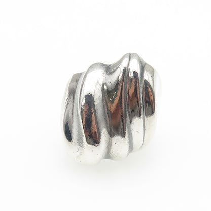925 Sterling Silver Vintage Modernist Wavy Dome Oxidized Ring Size 6.5