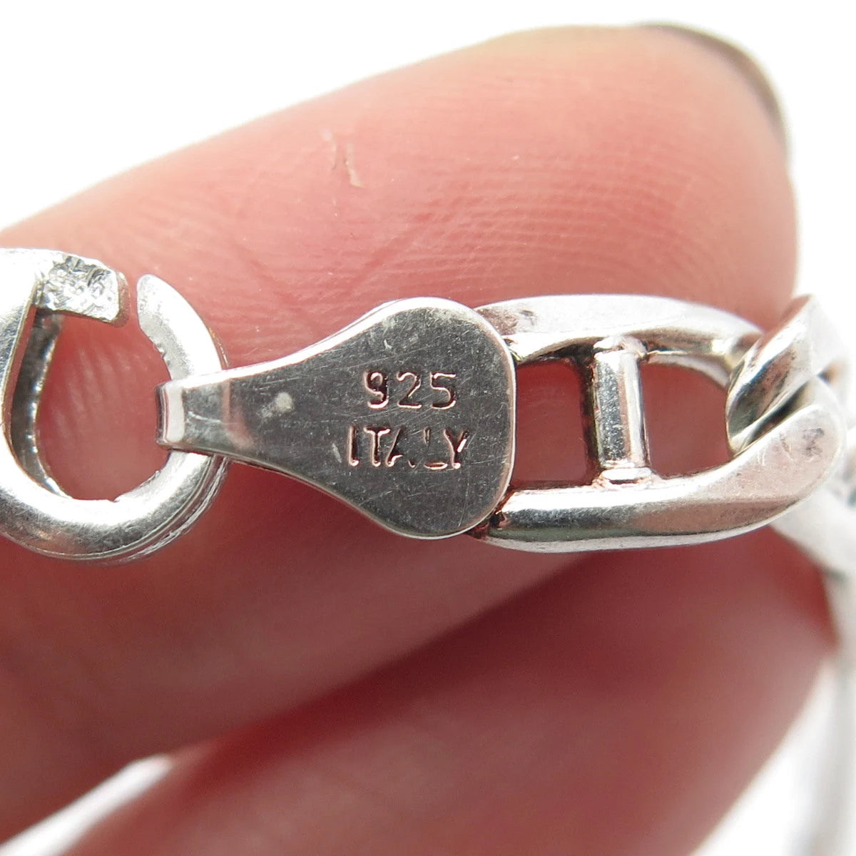 925 Sterling Silver Vintage Italy Anchor Mariner & Figaro Link Bracelet 8"