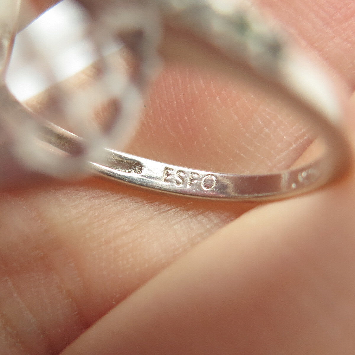 925 Sterling Silver J. Esposito White & Pink C Z Ring Size 6.25