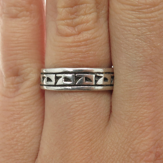 SUN WEST 925 Sterling Silver Vintage Native Symbol Band Ring Size 7