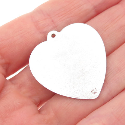 925 Sterling Silver Vintage Happy Anniversary Heart Charm Pendant
