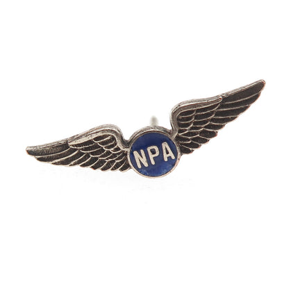 925 Sterling Silver Antique WWII Enamel National Pilot's Association Lapel Pin