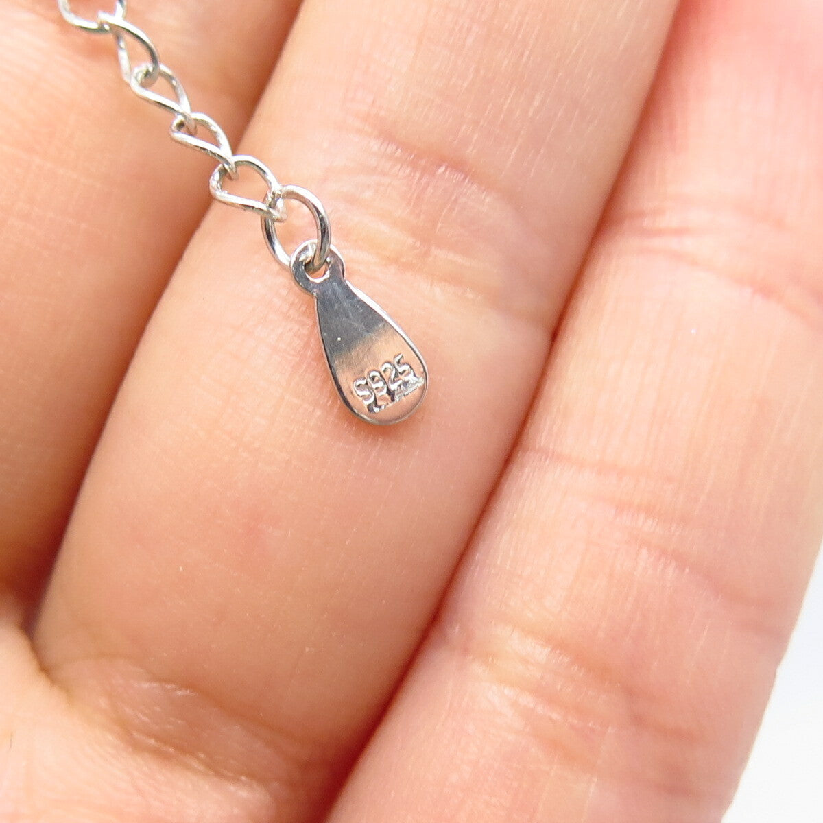 925 Sterling Silver C Z Rolo Chain Necklace 17"