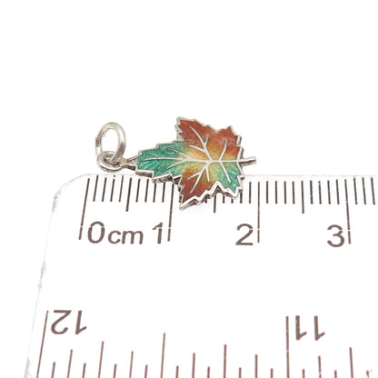 C. Lamond Fils Sterling Silver Antique Art Deco Enamel Maple Leaf Mini Pendant