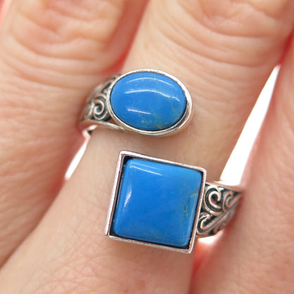 FD FELICIA DESIGN Sterling Vintage Bisbee Turquoise Adjustable Ring Size 7.75