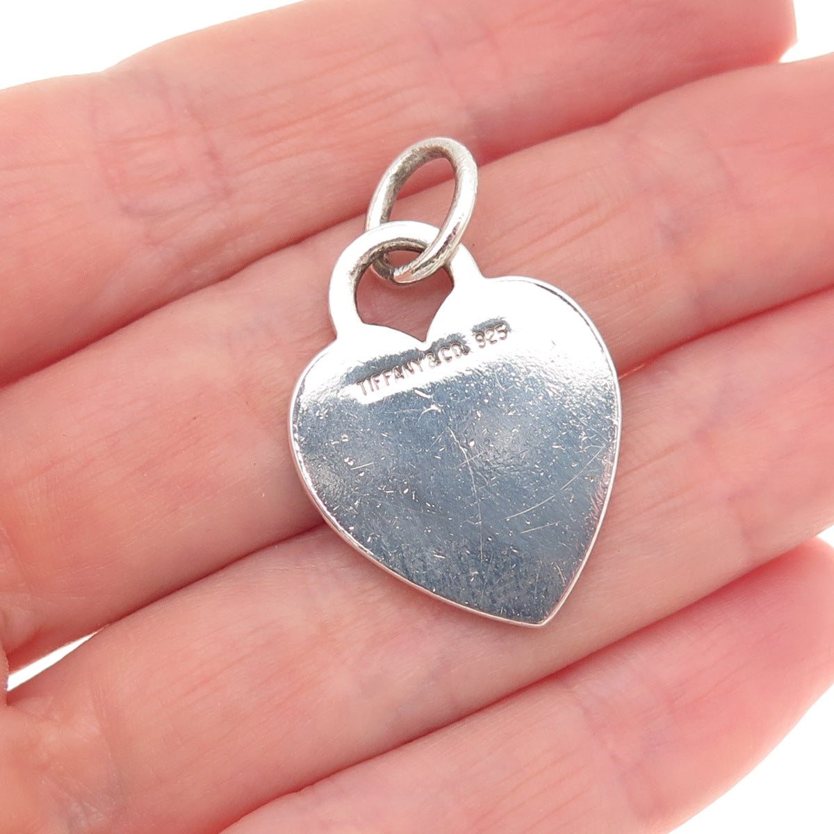 Tiffany & Co. 925 Sterling Silver Vintage Heart Tag Charm Pendant
