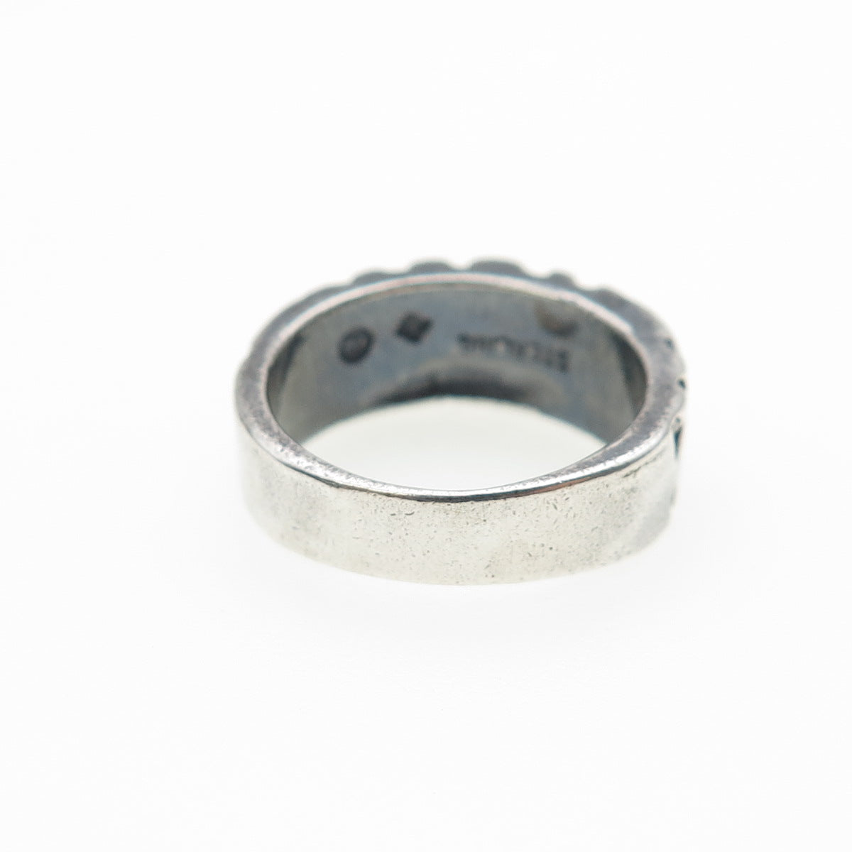 SUNWEST 925 Sterling Silver Vintage Modernist Maze Oxidized Band Ring Size 5