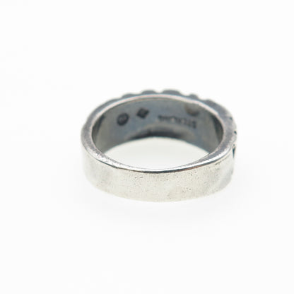 SUNWEST 925 Sterling Silver Vintage Modernist Maze Oxidized Band Ring Size 5