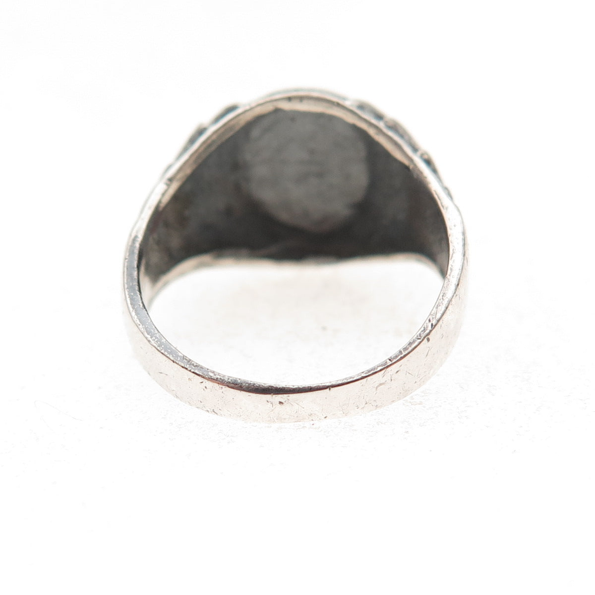 925 Sterling Silver Vintage Heart Oxidized Signet Ring Size 4