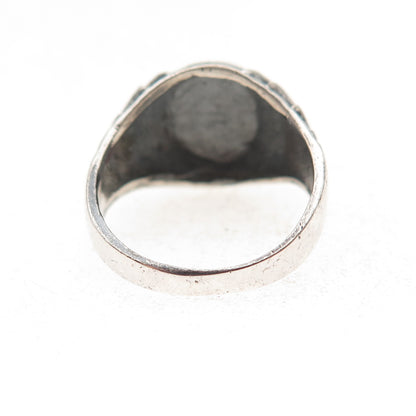 925 Sterling Silver Vintage Heart Oxidized Signet Ring Size 4
