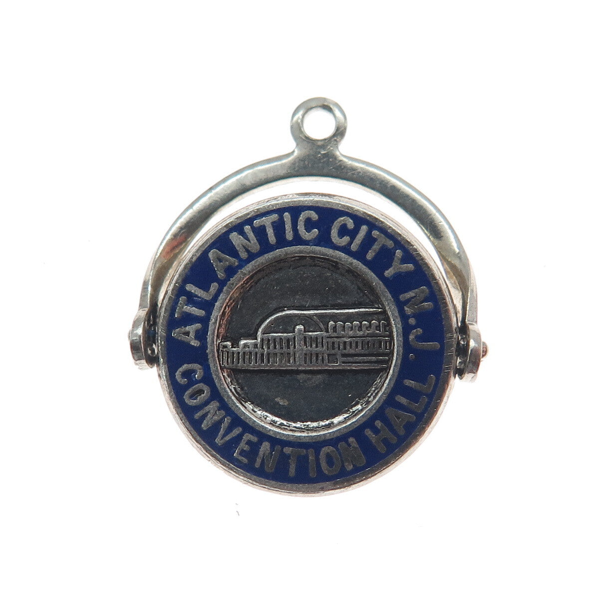 FRENCH & FRANKLIN Sterling Vintage Enamel Convention Hall Atlantic City Pendant