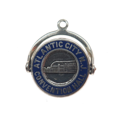 FRENCH & FRANKLIN Sterling Vintage Enamel Convention Hall Atlantic City Pendant