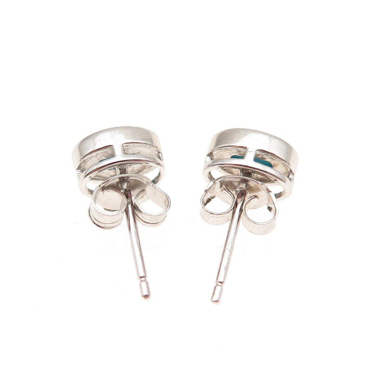 925 Sterling Silver Real Sleeping Beauty Turquoise Stud Earrings