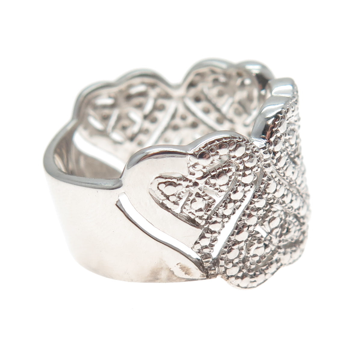 DBJ DEE BERKLE 925 Sterling Silver Real Round-Cut Diamond Heart Ring Size 9.25