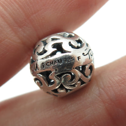CHAMILIA 925 Sterling Silver "Thank You" Ornate Ball Bead Charm