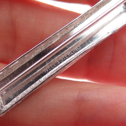 WELLS 925 Sterling Silver Antique Art Deco Bar Pin Brooch