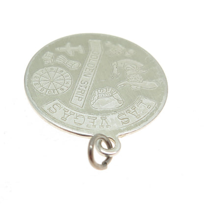 ROSECRAFT 925 Sterling Silver Vintage "Las Vegas" for Good Luck Pendant