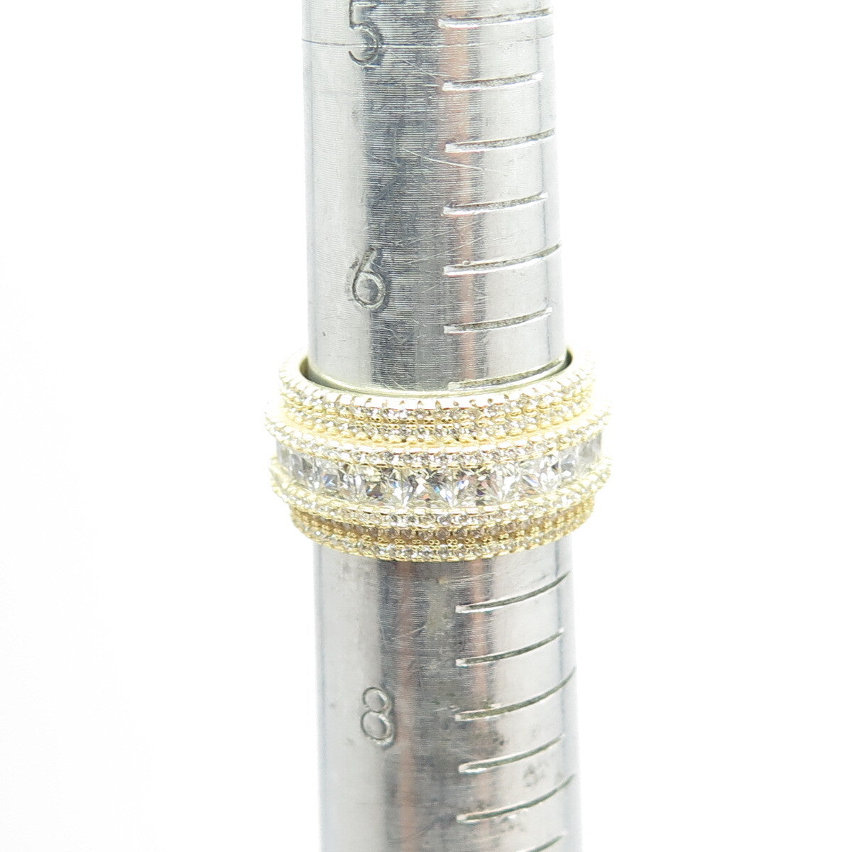 925 Sterling Silver Gold Plated Multi-C Z Band Ring Size 7.25
