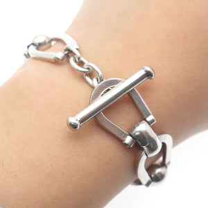 925 Sterling Silver Vintage Mexico Horseshoe Link Bracelet 7.5"