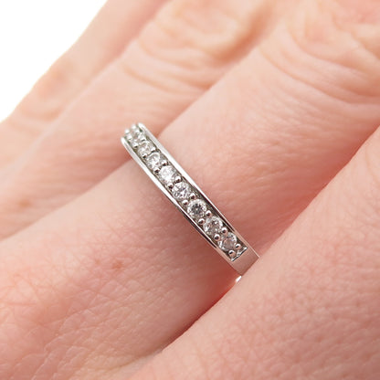 925 Sterling Silver Round-Cut C Z Half Eternity Band Ring Size 7.25