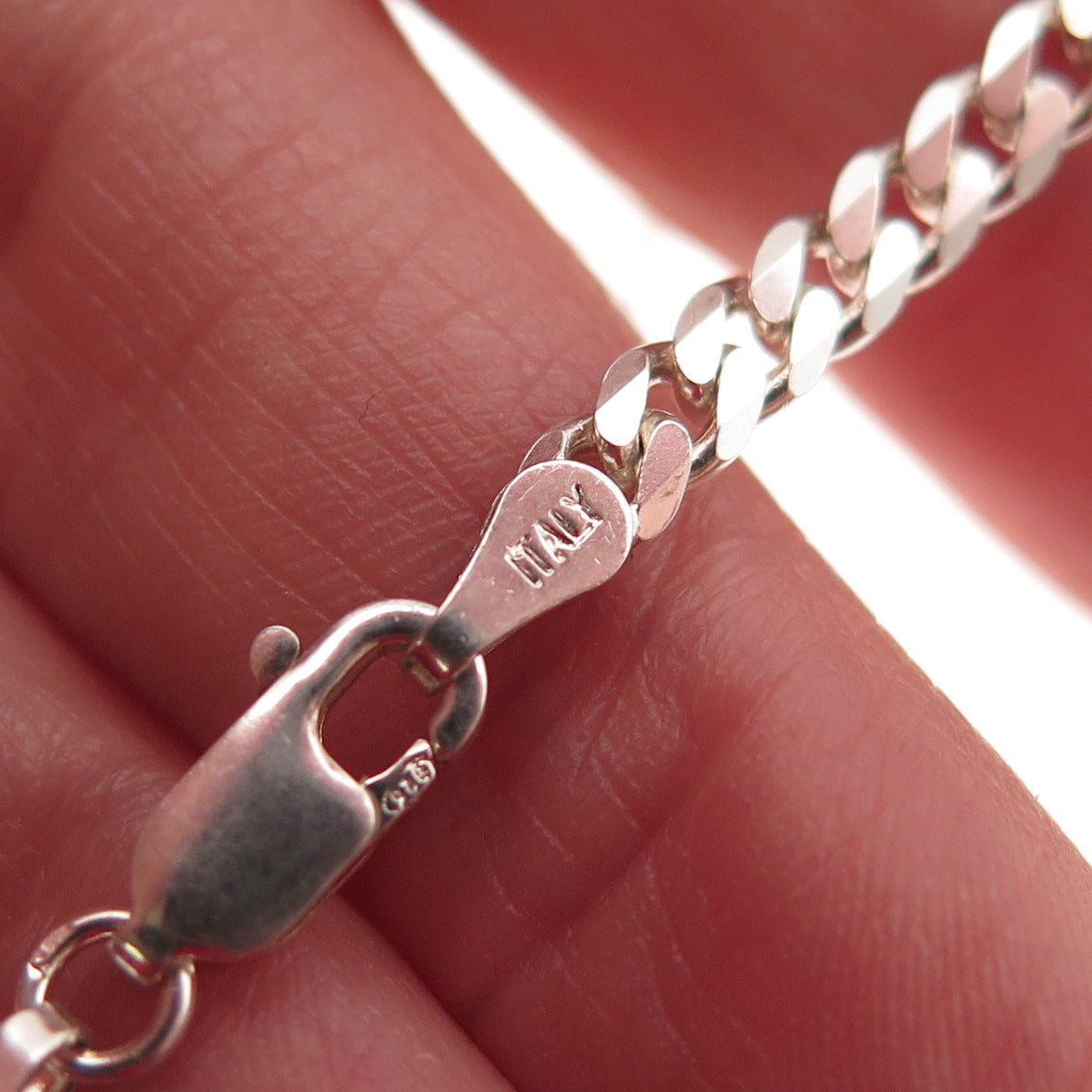 925 Sterling Silver Italy Cuban Chain Necklace 16"