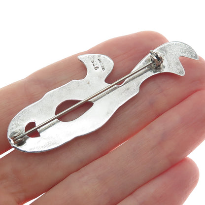 925 Sterling Silver Vintage Modernist Ribbon Pin Brooch