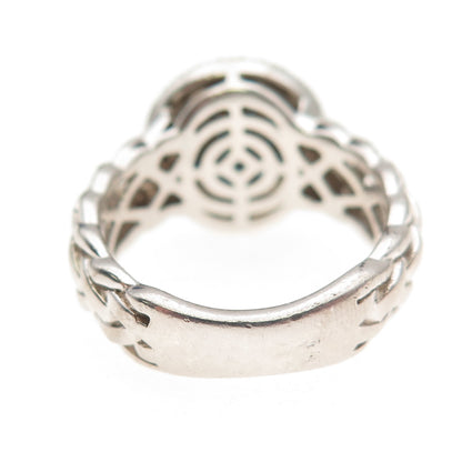 J. Stella 925 Sterling Silver Real Round-Cut Blue Diamond Woven Ring Size 7.25